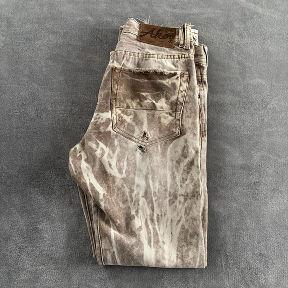 Akoo Distressed Bleach Splatter Men's Jeans Ripped Slim Fit Grunge Fashion 34x32 - Picture 1 of 16
